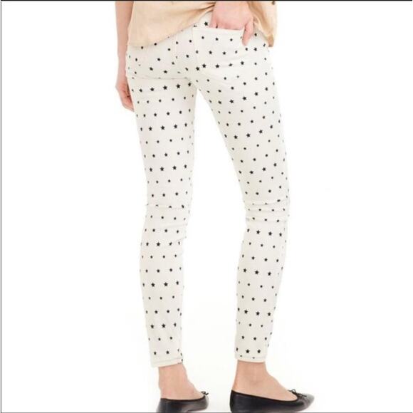 J Crew Womens ivory and navy stars toothpick jeans size 28 - Picture 2 of 6